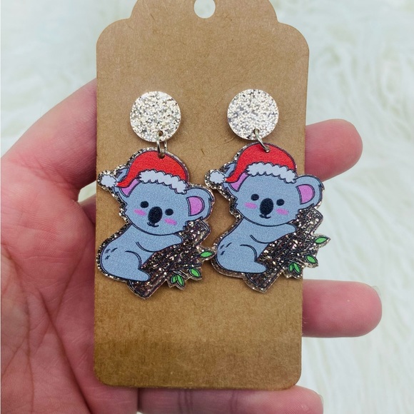New sparkly koala Christmas earrings - Picture 1 of 1
